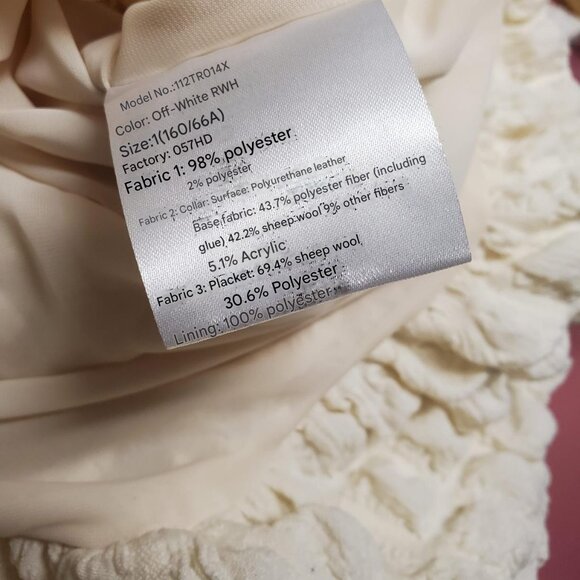 Cream Puffy Bubble Waffle Texture Polo Contrast Collar Top Immi - Picture 10 of 10